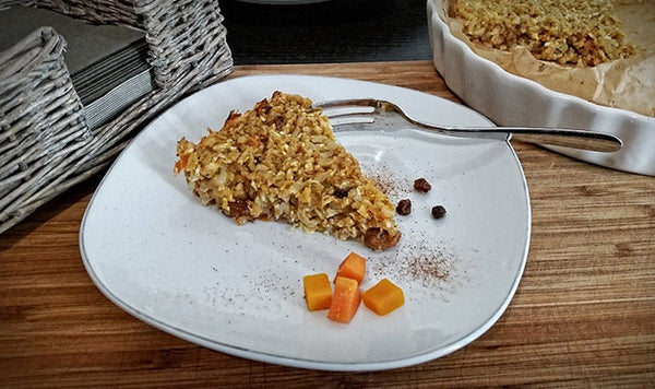 Torta di riso senza grassi con zucca carote e mele