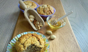 Muffins alla frutta secca, miele e farina di farro