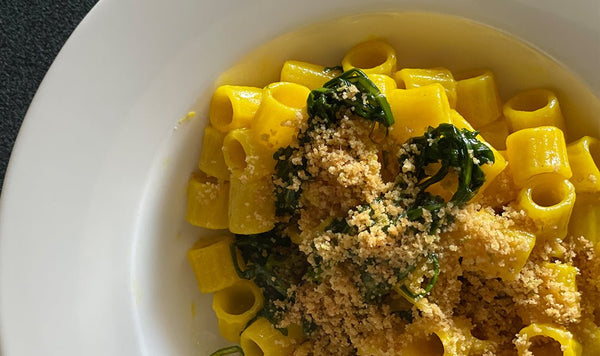 tubetti rigati con zafferano e rucola