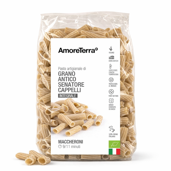 Maccheroni integrali Senatore Cappelli - artigianale, BIO, grani antichi 500g. - AmoreTerra shop
