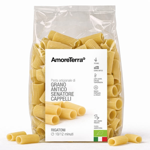 Rigatoni Senatore Cappelli - artigianale, BIO, grani antichi 500g. - AmoreTerra shop