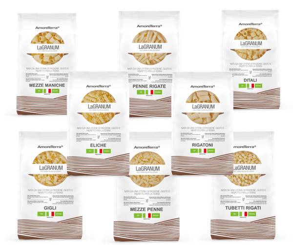 (offerta) 12 Pz. Tutta Pasta BIO LaGranum (varie tipologie) - grano duro, artigianale - Bio Tot.6Kg. - AmoreTerra shop