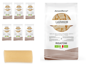(offerta) 6 Pz. Rigatoni Bio "LaGranum" - artigianale, BIO, 100% grano italiano, lenta essiccazione. - AmoreTerra shop